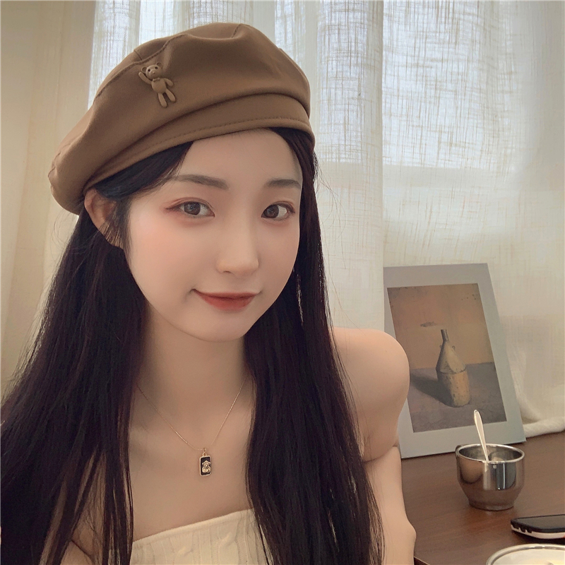 小熊狙击~日系贝雷帽女春夏薄款复古卡通可爱百搭时髦气质画家帽详情7
