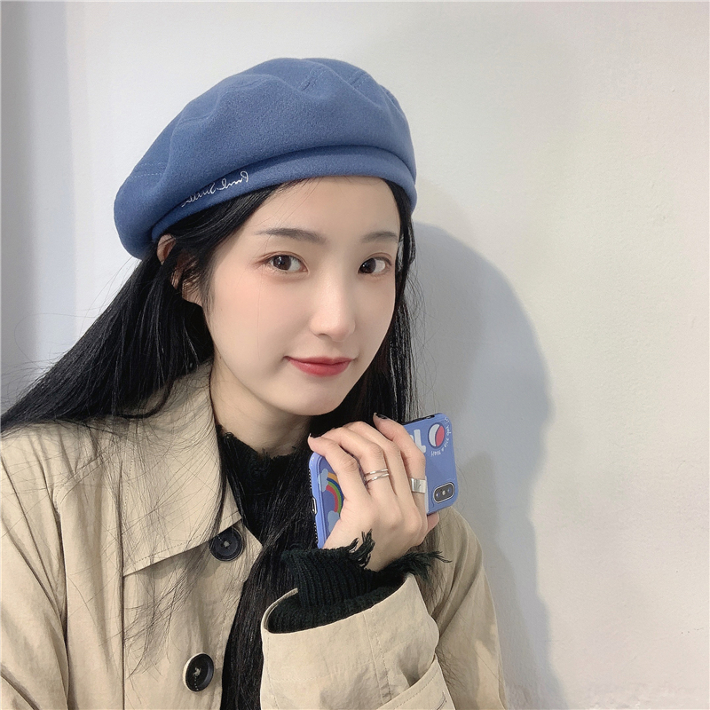 日系黑色字母刺绣贝雷帽女夏季薄款英伦复古画家帽休闲八角帽详情28