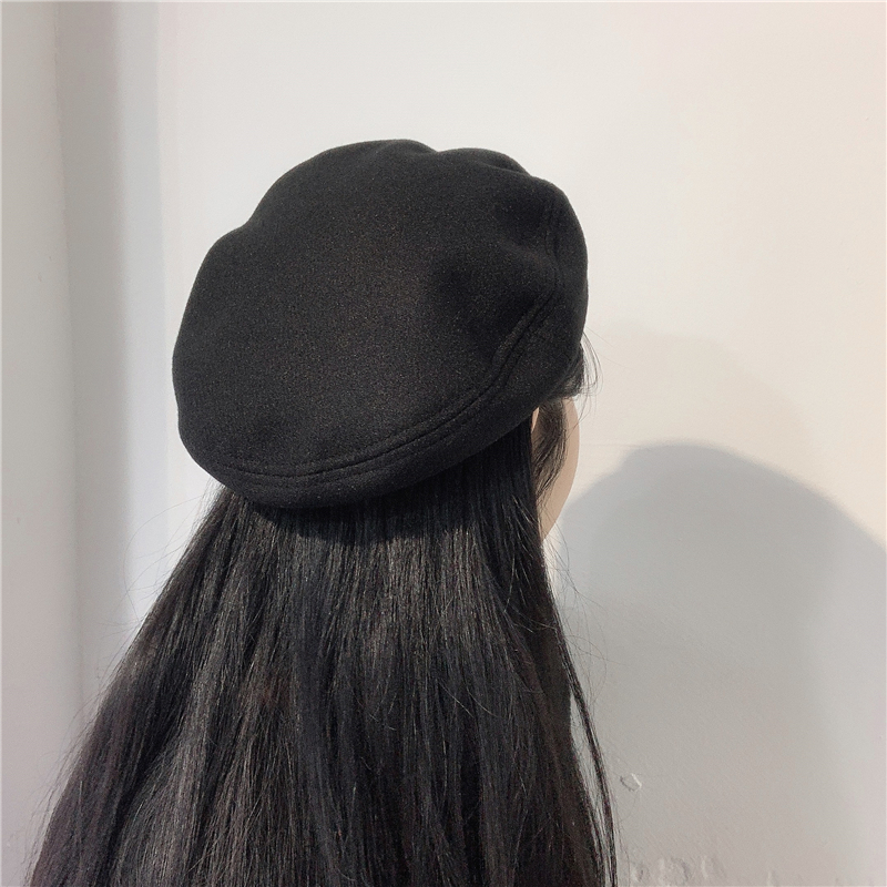 日系黑色字母刺绣贝雷帽女夏季薄款英伦复古画家帽休闲八角帽详情26