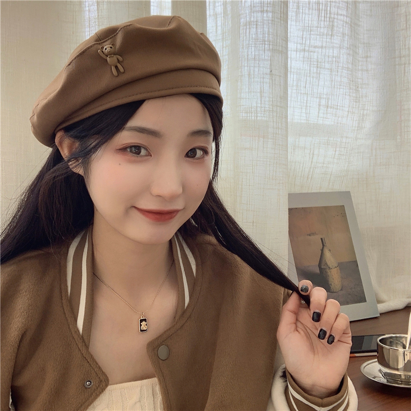 小熊狙击~日系贝雷帽女春夏薄款复古卡通可爱百搭时髦气质画家帽详情3