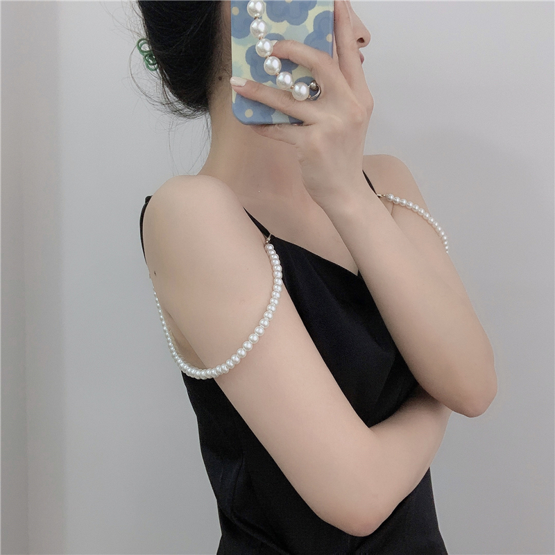 All-match fashionable pearl shoulder strap women's suspender dress bag decoration personality fashion detachable underwear strap