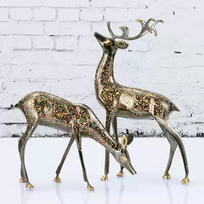 Deer decoration Home home decoration Living room decoration newlywed wedding gift Craft gift decoration Couple lucky copper deer pair
