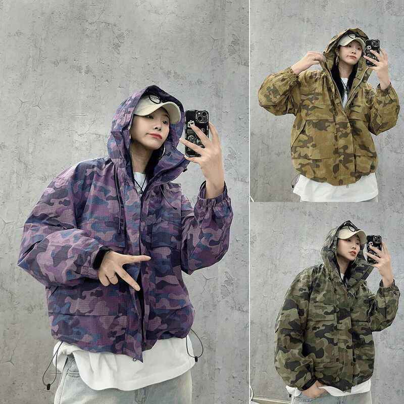 Lightweight Outdoor Functional Quick-Dry Waterproof Short Camouflage Hooded Jacket for Men and Women 888