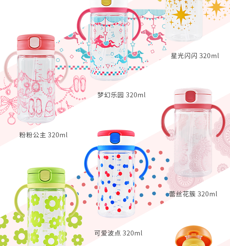 Lil their RICHELLL baby straw water glasses baby learn drinking cup Drinking cup overdraft 320ml seconds kill