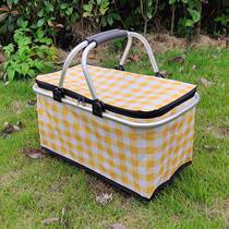 Insulation Basket Supermarket Folding Shopping Basket Fast Food Basket Picnic Insulation Bag Oxford Cloth Basket Portable Picnic Basket