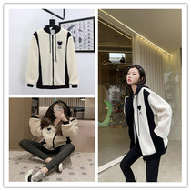 Tide brand AMI 2020 autumn and winter lamb hair peach heart badge hooded loose side split jacket