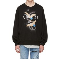 Tide brand AMIRI 20FW flame letter crane loose couple sweater men and women autumn and winter high street