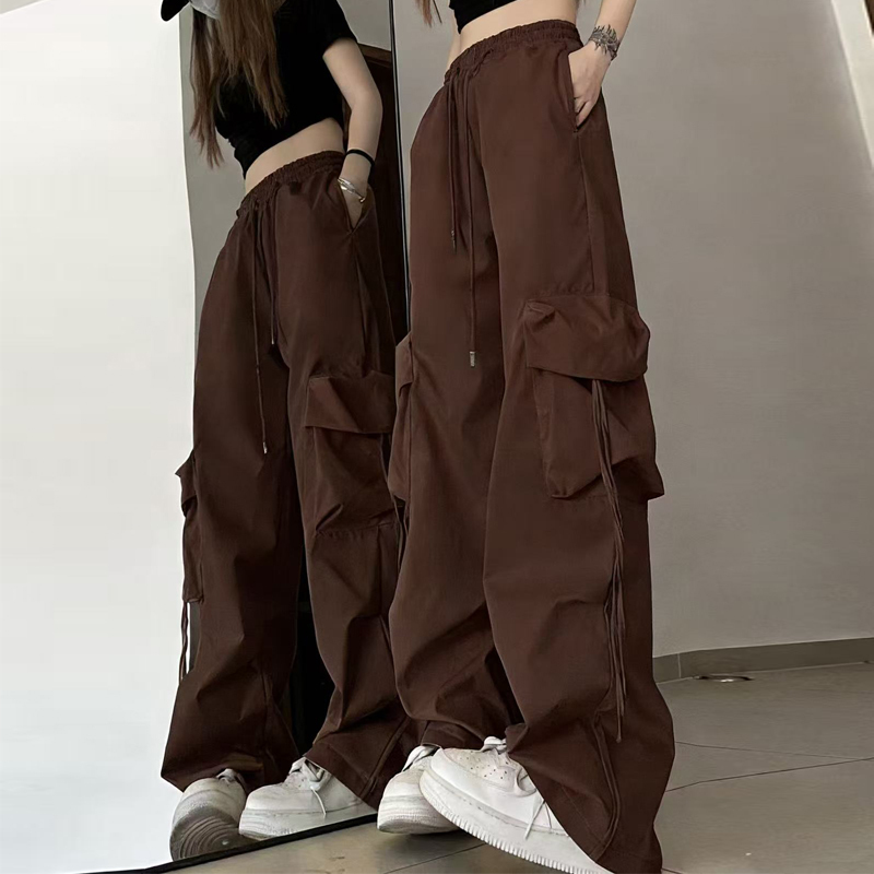 Cool Girl American Retro Cargo Pants Women's Street Fashion Brand Hip Hop Dance Pants Pleated Straight Pants