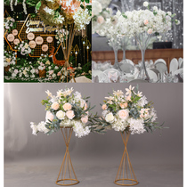 Wedding road guide flower device Wrought iron waist road guide wedding table flower decoration Geometric road guide catwalk layout props