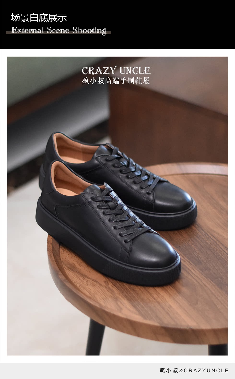 Baskets Plateforme Homme en Cuir Véritable Semelle Épaisse Style Casual