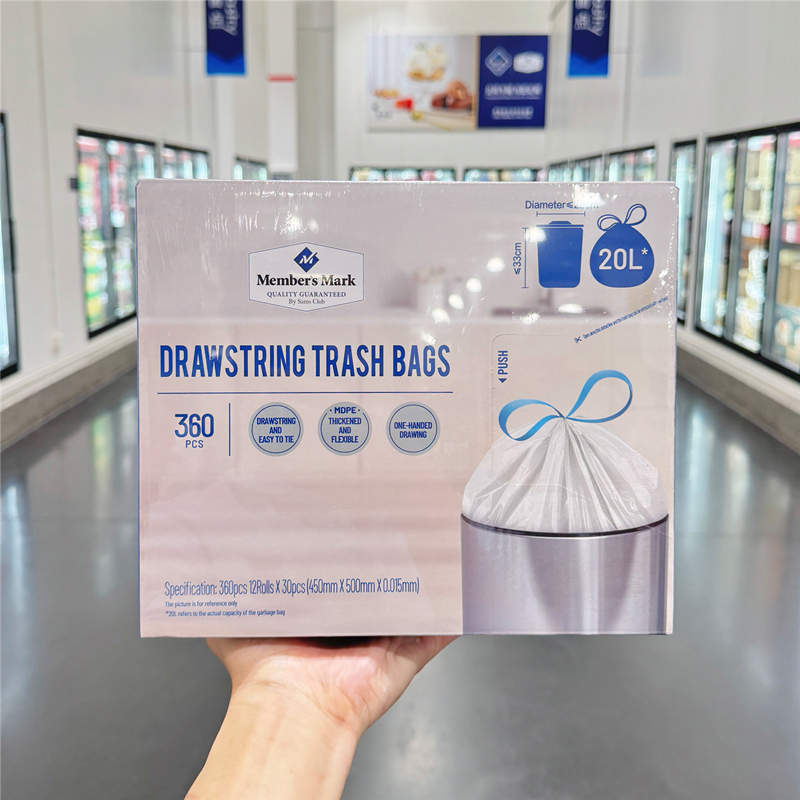 Sam's Garbage Bags mm Drawstring Garbage Bags 20L Large Size 360 Pieces Portable Simple Thickened for Travel and Camping