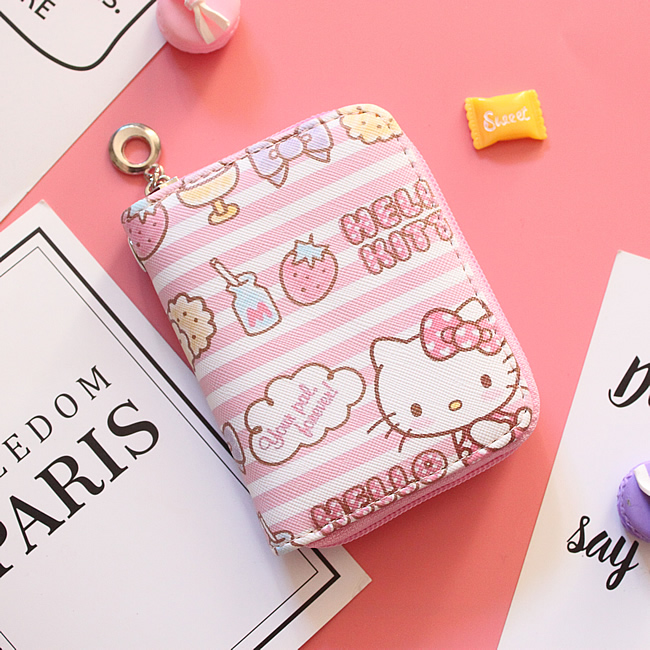 Ví ngắn dây kéo ngắn hoạt hình dễ thương hello kitty Hello Kitty nhỏ tươi nữ sinh viên ví tiền - Ví tiền clutch nữ