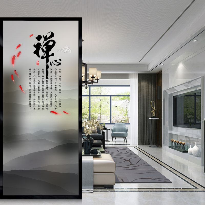 Modern art glass partition home light luxury living room porch background wall custom tempered frosted decorative craft painting