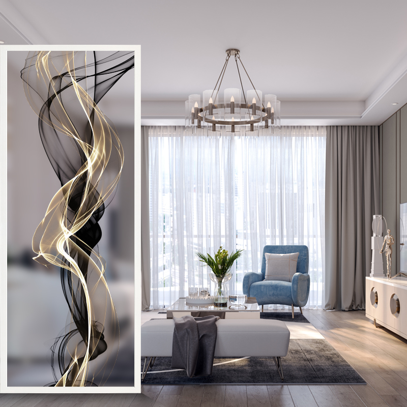 Modern Art Glass Entrance Screen Partition Wall Minimalist Living-room Shade Living-room Shelter Frosted Light Transmission Minimalist Abstraction