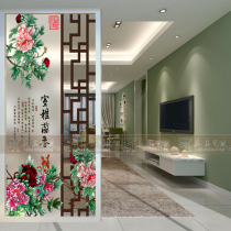 Chinese art glass screen partition living room entrance cabinet background wall decoration frosted craft simple elegant room orchid fragrance