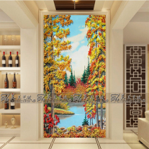New Chinese style art glass living room decoration entrance hall aisle partition background wall screen making money flowing water woods