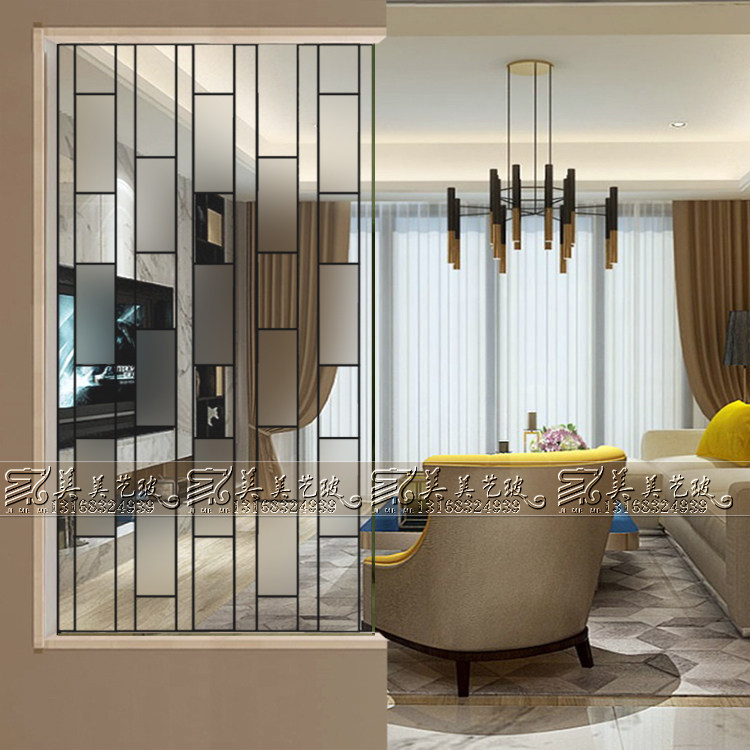 Art Glass Decorative Screen Divide Background Wall Double-sided Tempered Frost Transparent Process Simple Style