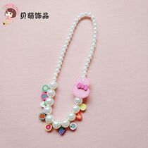 2021 Korea new children necklace girl princess girl Pearl fruit girl jewelry sweater chain clothing accessories