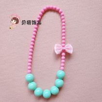 New Korean childrens jewelry acrylic ball bow necklace girl clothing accessories girl birthday gift