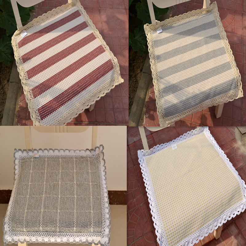 Cotton linen dining chair seat cushion restaurant chair cushion with tied rope breathable non-slip 45*45cm
