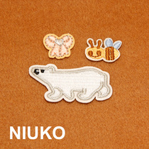 NIUKO Delicately Cute Cartoon Polar Bear Bugled Bee Butterfly Knot Cute Stick Cloth Handbill Stickup Child Patch Patch