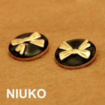 NIUKO accessories bow metal button coat button sweet princess cute gold black accessories