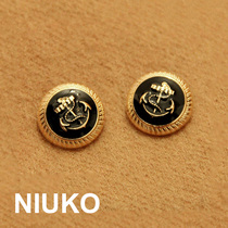 NIUKO accessories black glue iron hook anchor metal coat buttons retro fashion button clothing big button gold
