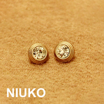 NIUKO clothing accessories diamond matte gold metal super high grade exquisite shirt button knit small button