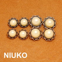 NIUKO new metal large coat decorated button Sub-fashion Imitation Pearl Woman Dress Retro Clothing Button Accessories Buttons