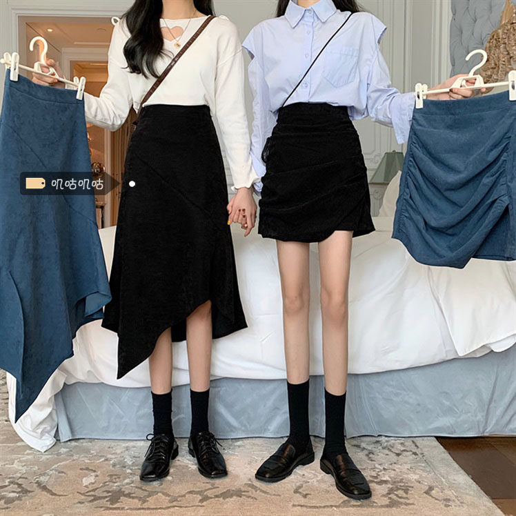 Large size high waist thin irregular skirt women's 2022 spring style fat mm design niche A-line skirt skirt