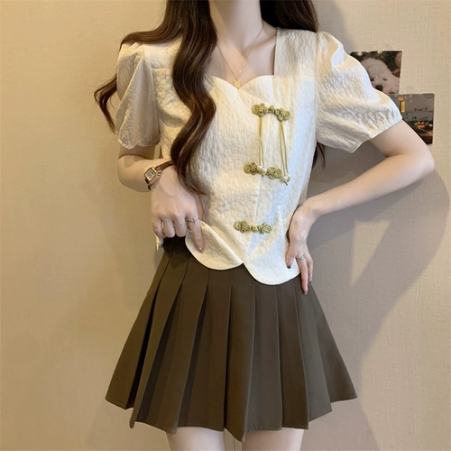 Большой размер, новая женская шифоновая рубашка в китайском стиле в национальном стиле с короткими рукавами и пуговицами, летняя толстая мм для похудения, элитные нишевые топы