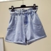 2020 hè mới cộng với size quần short denim của phụ nữ eo cao a-line in quần nóng lỏng đen khổng lồ siêu mỏng - Cộng với kích thước quần áo Cộng với kích thước quần áo