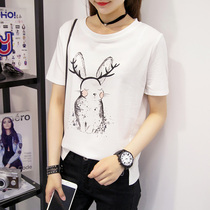 Hyperfire cec short sleeve t-shirt Korean version 2022 New summer clothing student ladies blouses 100 hitchhiking bunny lower tide