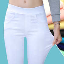 2022 new spring summer tightness waist beating underpants woman outside wearing long pants elastic white high waist pencil small footed pencil