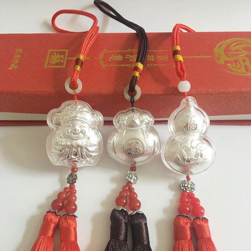 Pure Silver Chaeity Blessing Bag Gourd Car Pendant Hanging Accessories Insurance Car Insurance Car Insurance Underwriting Activities Gift