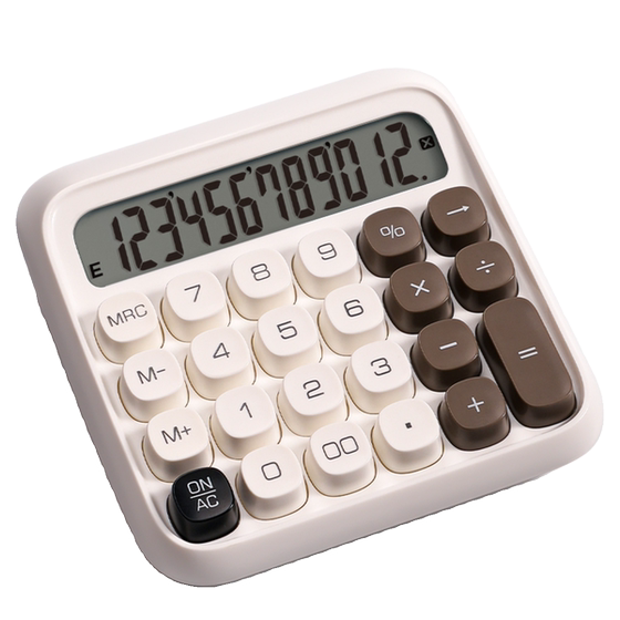 得力彩色计算器时尚拼色电脑键盘计算器办公财务会计商用计算机