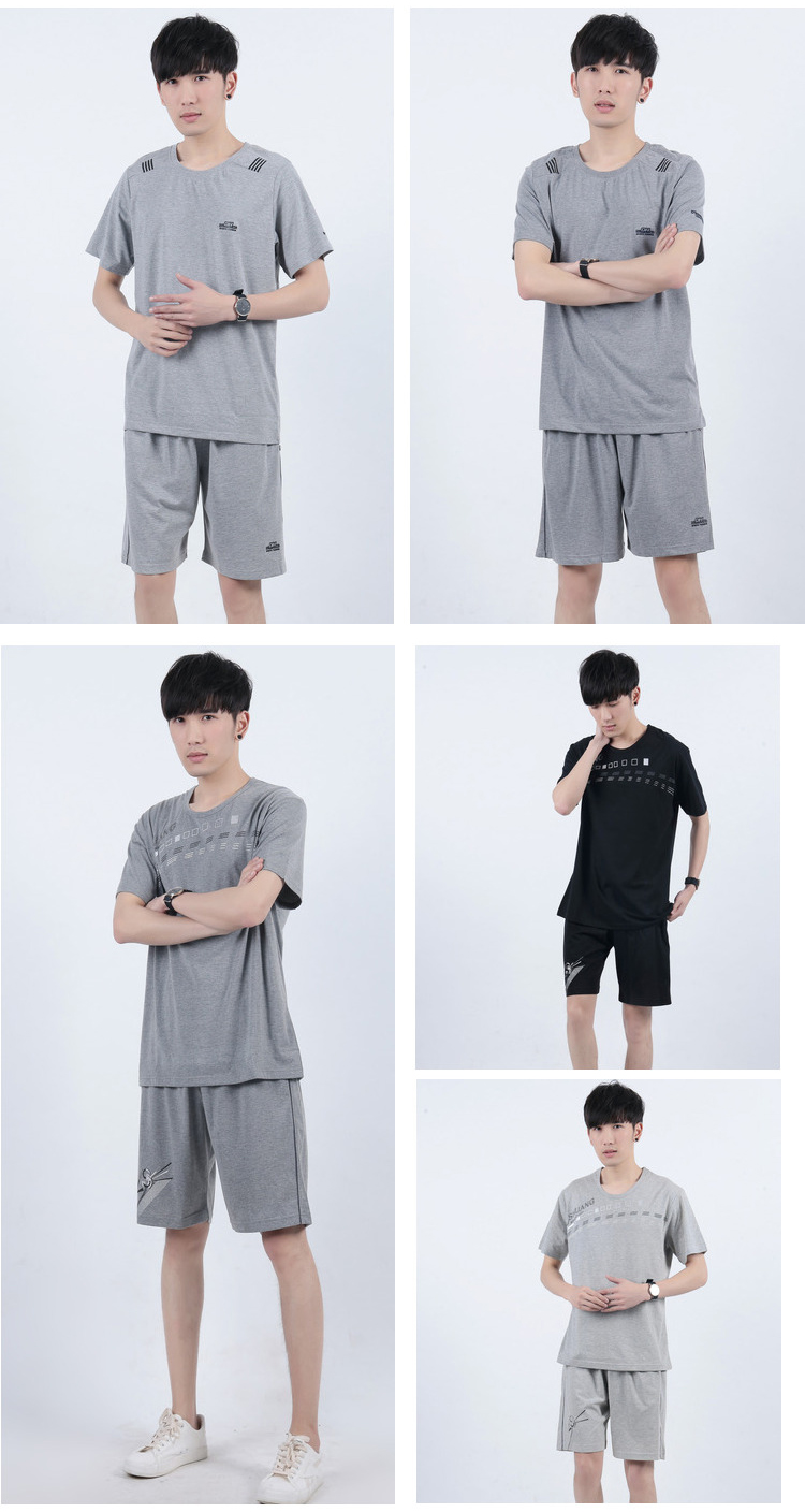 Bông lỏng thể thao phù hợp với mùa hè ngắn tay quần short nhà dịch vụ của nam giới chạy thể thao quần áo giản dị quần adidas