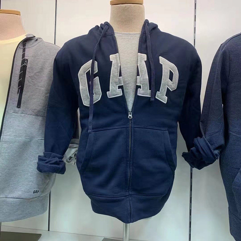 US-China shopping cart GAP men's casual hooded sweatshirt zipper cardigan jacket letter LOGO all-match fashion spring and autumn