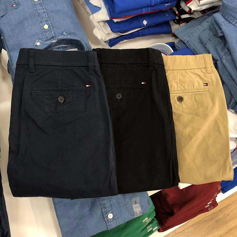 US-China shopping cart Tommy Hilfiger Men's casual pants Legs Small Feet Business Long Pants Fit pure cotton Fall