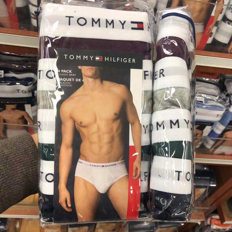 US-China shopping cart Tomy Hilfiger men's underwear comfortable cotton sweat absorbing briefs 4 pieces solid color