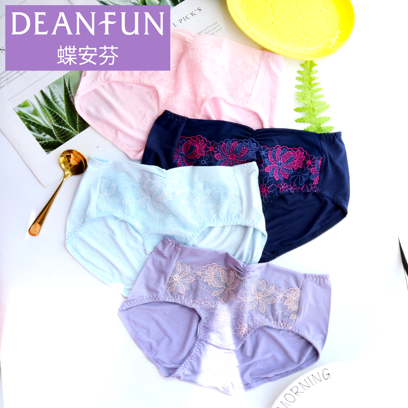 Butterfly Anfen Women's Underwear Flat Corner Modell Cotton Briefs Female No-Mark Lace Net Yarn Sexy Mid-Waist Lady Four-corner Pants