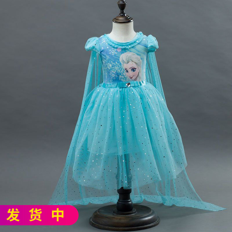 Frozen Summer Short Sleeve Aisha Girl Princess Gift ELSA Baby Aisha Queen Birthday Cotton Dress