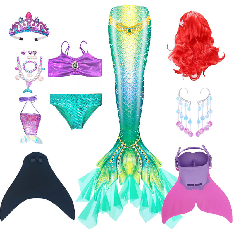 New Style Girls' Mermaid Princess Tail Bikini for Swimming, Playing in the Water, Beach Vacation, Water Park, Photo Shoot Swimsuit