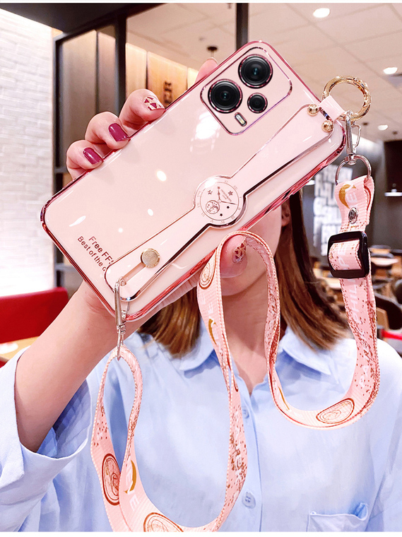 Girls Glossy Electroplated Silicone TPU Crossbody Lanyard Strap Note 12, Note 12 Pro, Note 12 Pro+ Phone Case