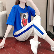 Casual thể thao phù hợp với phụ nữ mùa hè 2020 mới phiên bản Hàn Quốc của lỏng ngắn sleevefashion thời trang net khí đỏ hai mảnh bộ