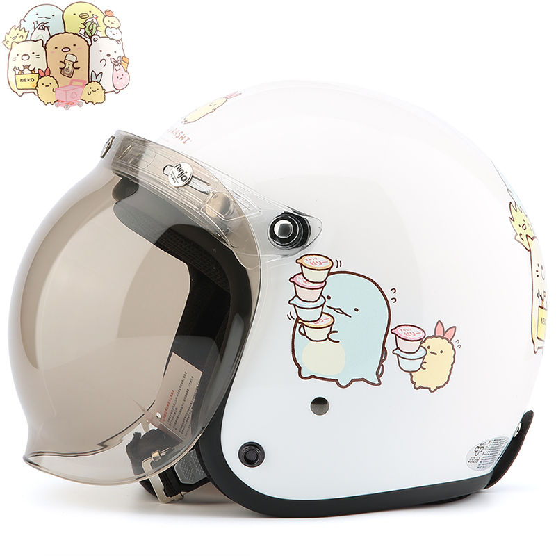 Taiwan Huatai corner small partner white helmet electric motorcycle adult helmet warm sunscreen UV winter