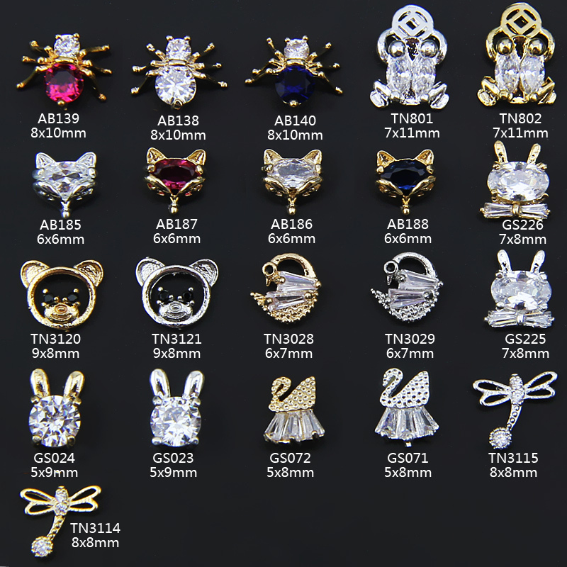 Nail Art Accessories Exquisite Animal Zircon Series Rabbit Swan Golden Toad Fox Dragonfly Rhinestone Nail Combination Finished Product Nail Art Accessories Exquisite Animal Zircon Series Rabbit Swan Golden Toad Fox Dragonfly Rhinestone Nail Combination Finished Product