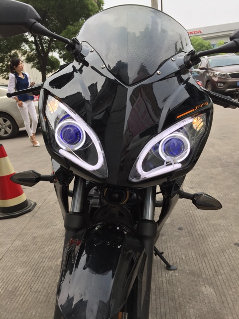 Horizon Lifan Xunlong Longxin GP150 lắp ráp đèn pha đôi ống kính thiên thần mắt xe máy xenon đèn pha đèn xe dream