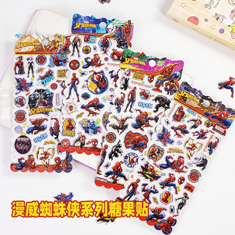 Authentic Spider-Man Stereo Candy Stickers Anime Marvel Kidsren's Stickers Boys Reward Stickers Toys Handmade