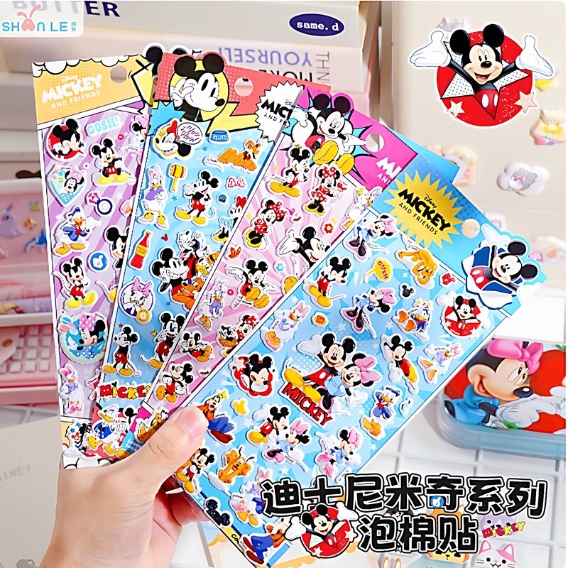 Authentic Disney Mickey and Minnie Mickey Mouse Stereo 3D Sponge Stickers Kidsren's Cartoon Educational Stickers Toys